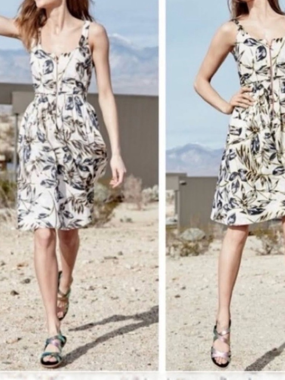 J. Crew Gold leaf linen dress zip front metallic size 16